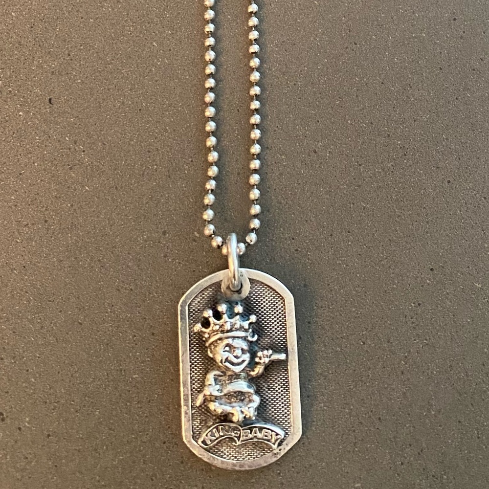 King Baby 925 Smoking Baby Dog Tag Necklace
